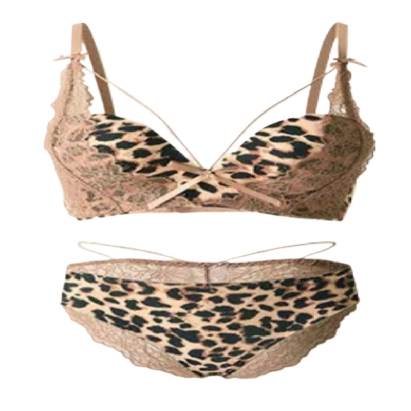 Seamless Underwear Women - 2026 Nahtloses BH-Set mit Leopardenmuster, vorne