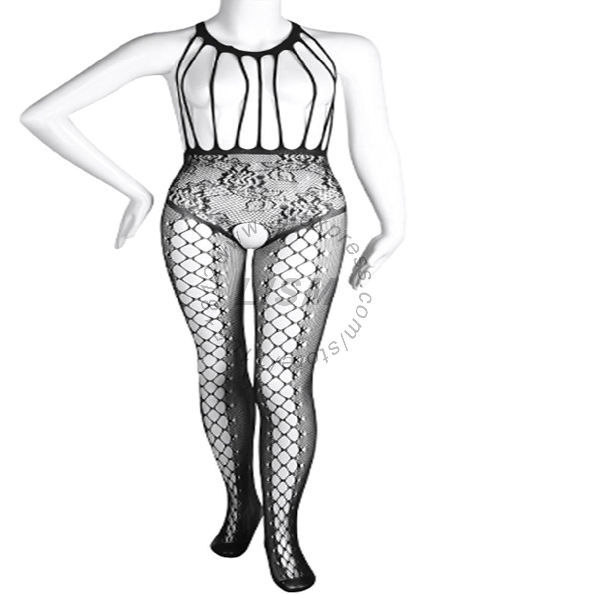 Bodystocking Fishnet - LISM Sexy Neckholder-Bodystocking mit Ausschnitt und